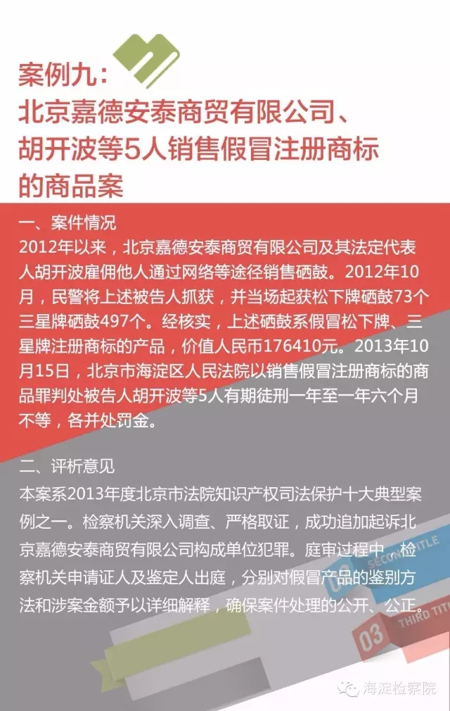 2015年北京海淀检察院保护知识产权十大案例